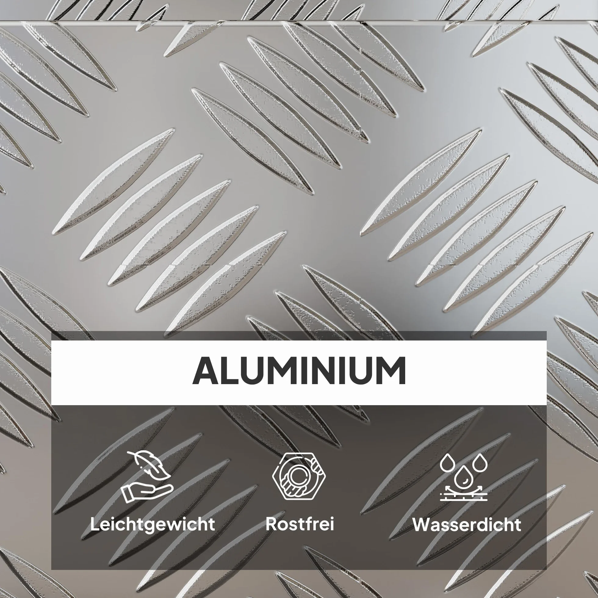 HOMCOM Skrzynka na narzędzia z aluminium z zamkiem i kluczami, Skrzynka na narzędzia do ciężarówki, Skrzynia do przechowywania dla przyczepy, 50 x 15,5 x 20,5 cm