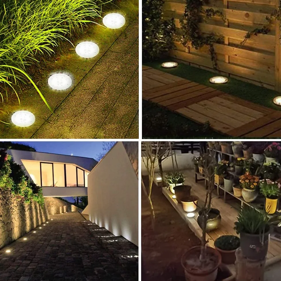 Bowfar Zewnętrzne światło słoneczne 8 sztuk 12 diod LED 800 mAh wodoodporna lampa solarna IP65 dekoracyjna lampa punktowa ciepła biel