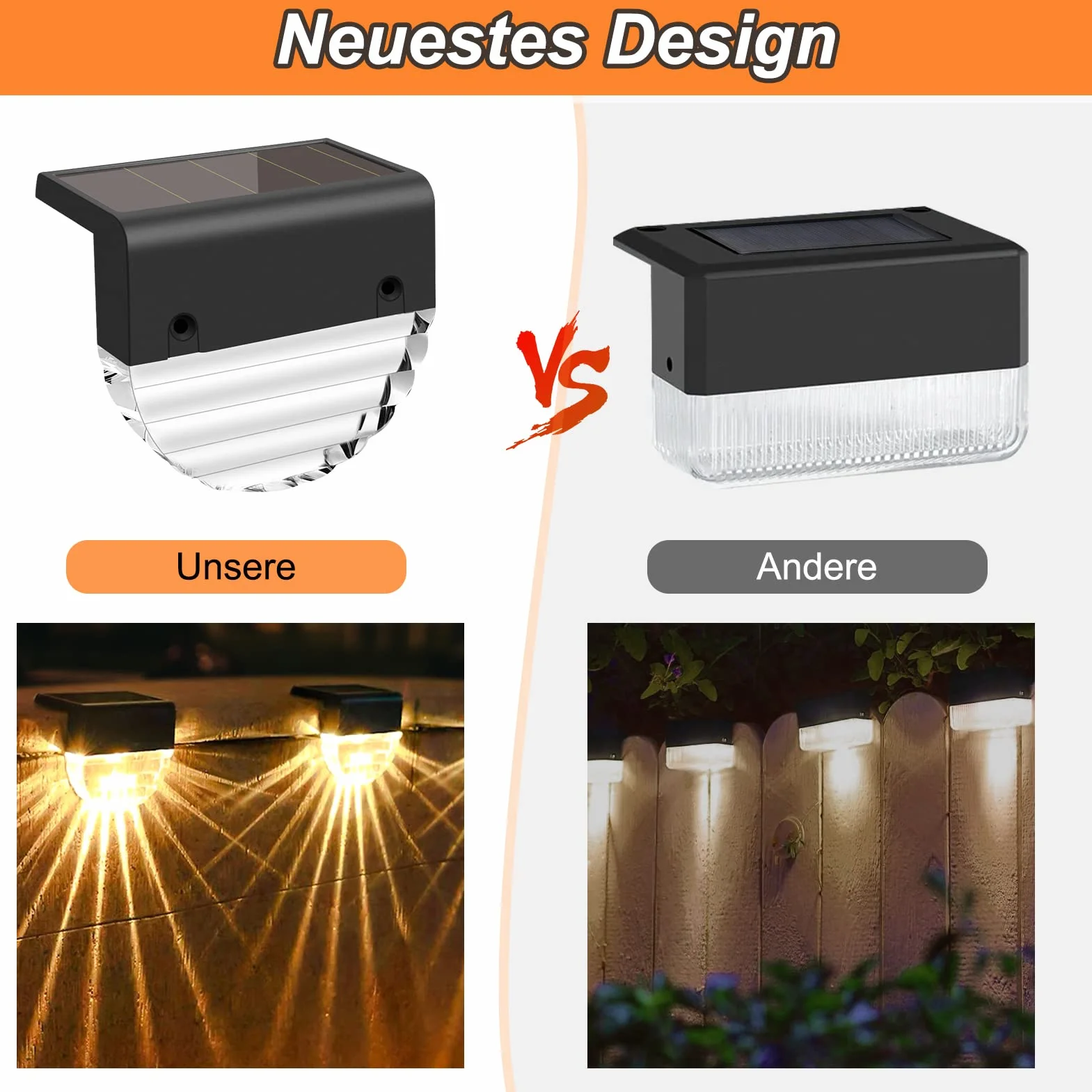 Fuqiduo Lampy solarne na zewnątrz IP65 wodoszczelne 2 tryby ciepła biel zmiana koloru ścienna 6 sztuk