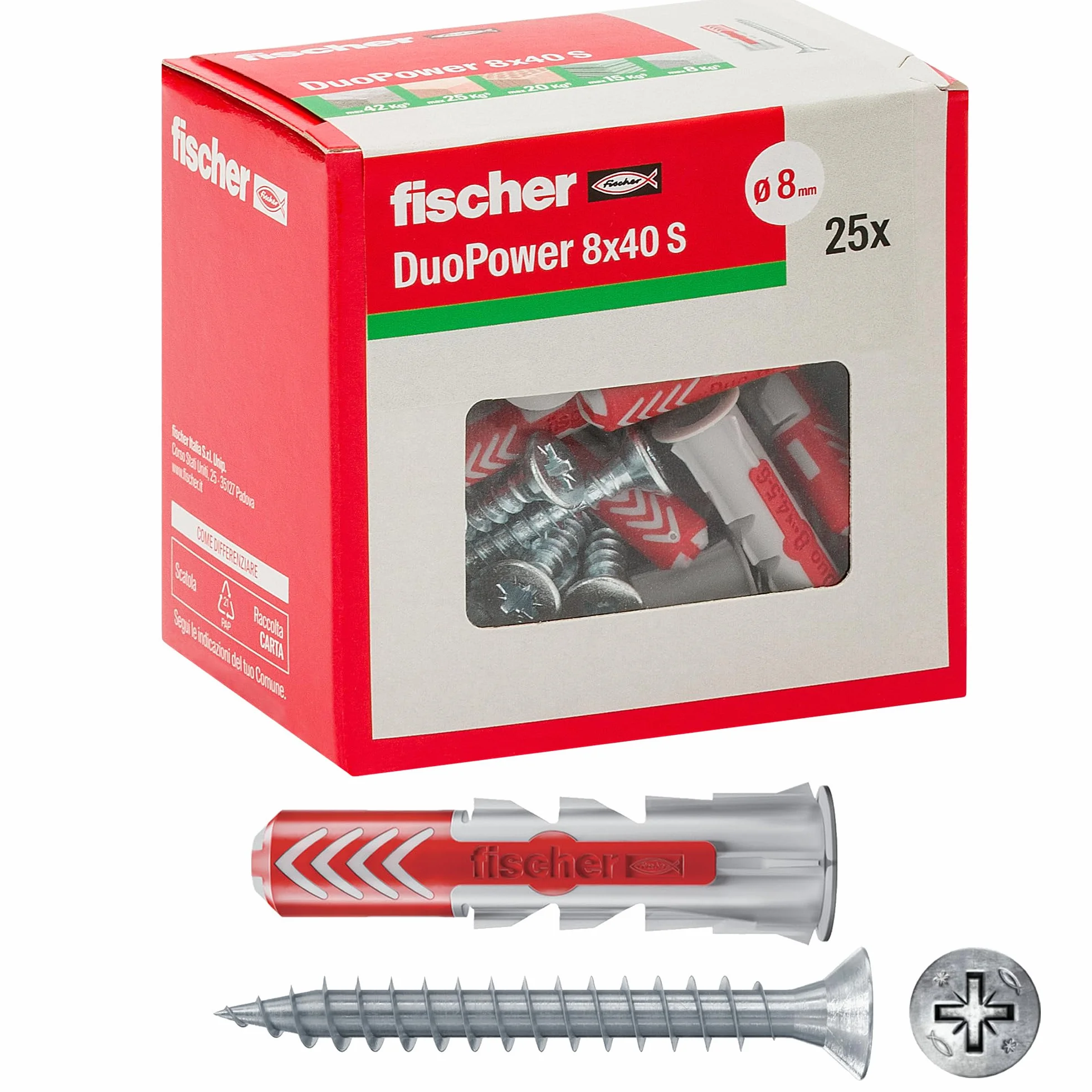 Fischer Kołek rozporowy Duopower ze śrubą szary 544017
