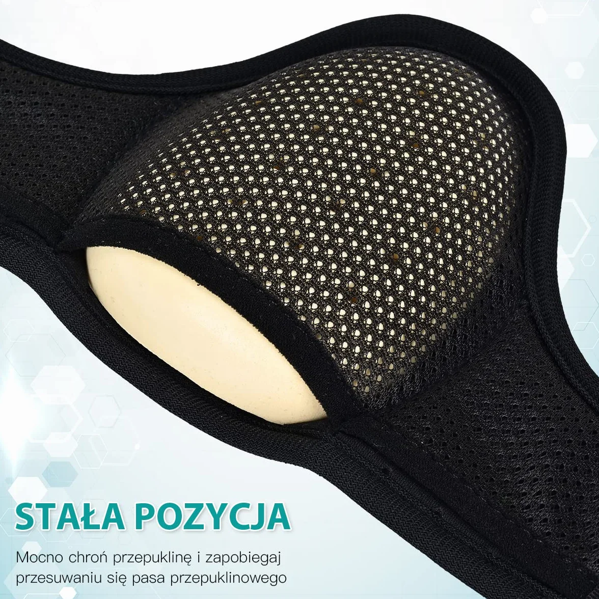 Tenbon Pas przepukliny dla mężczyzn i kobiet Lewa lub prawa strona działająca ból pachwiny Kratownica z wyjmowanymi podkładkami kompresyjnymi do przed lub po operacji mosznowej (Czarny, średni)