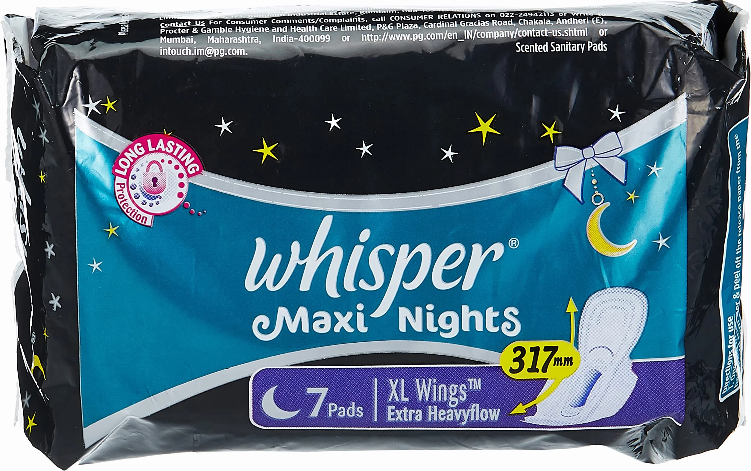 Whisper Maxi Overnight Podpaski higieniczne - skrzydła XL (7 sztuk)