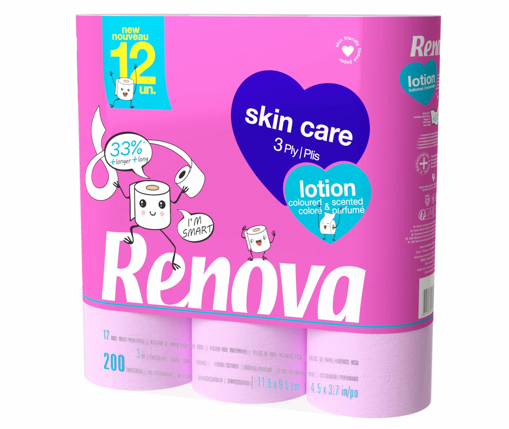 Renova Jumbo Rolls 200088242 Papier Toaletowy, Różowy, 12 Sztuk