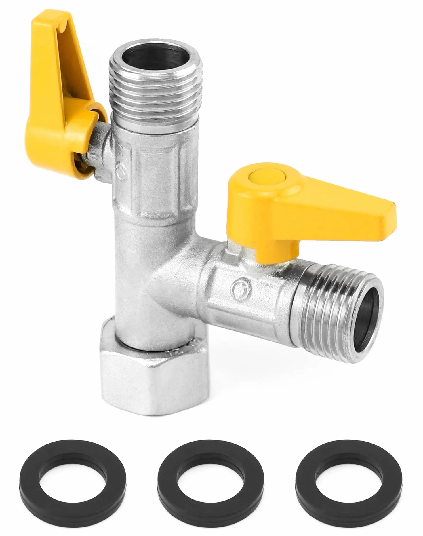 QWORK® 3 drogowy zawór przełączający, zawór adaptera G1/2" T, z zaworem odcinającym, mosiądz, odpowiedni do kuchni, łazienek