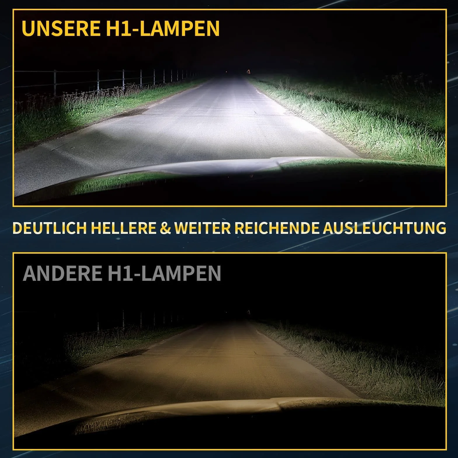 H1 Halogen Auto Lampe 12V 60W – Extra Hell & Ultra Langlebig – 6000K Weißlicht für Klarere Nachtsicht – Stoßfest, Plug-&-Play H1 Scheinwerfer für Abblendlicht & Fernlicht (2 Stück)
