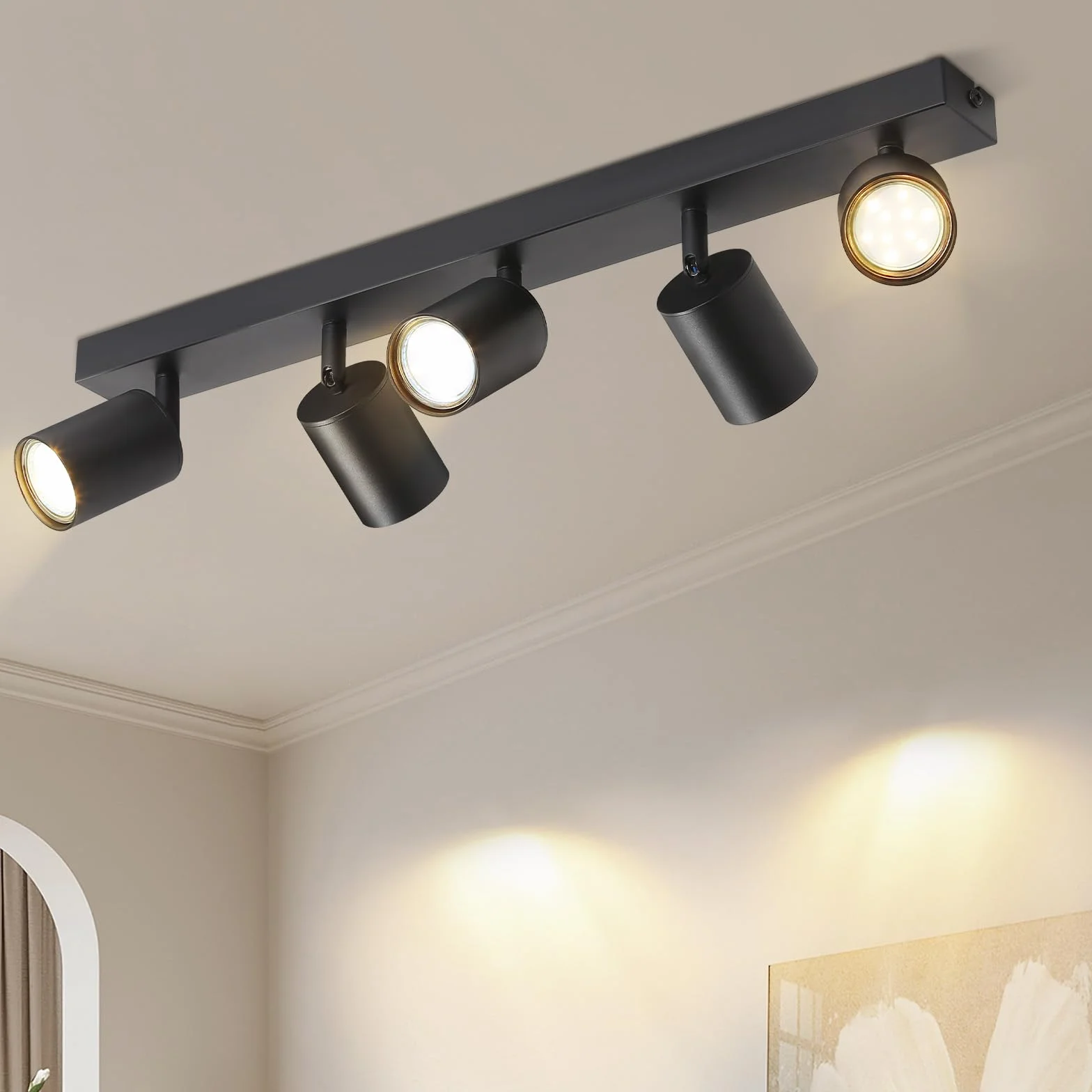 Lampa Sufitowa LED GU10 Obrotowa Czarny 5 Płomień Reflektor