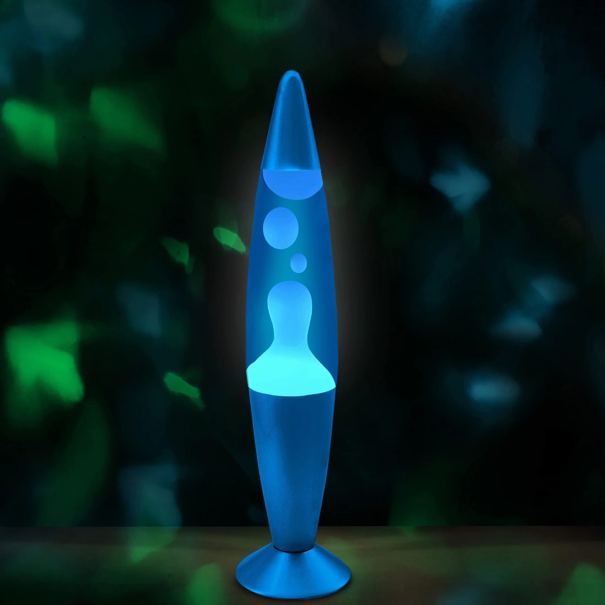 Jambo Przepiękna lampa do poruszania się płynem z woskiem niczym lawa, zabawa dla dorosłych, młodzieży i dzieci (niebieska podstawa, niebieski płyn, biały wosk, 40 cm)