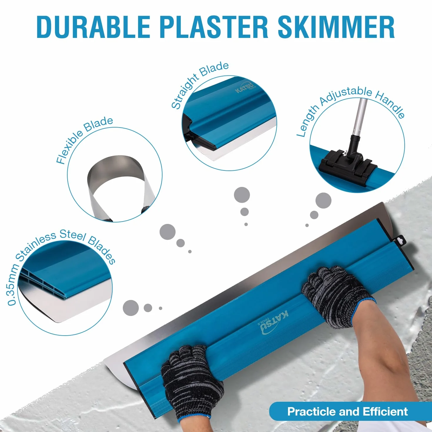 KATSU Tools Zestaw szpachli 25-60 cm ze stali nierdzewnej do płyt gipsowo-kartonowych