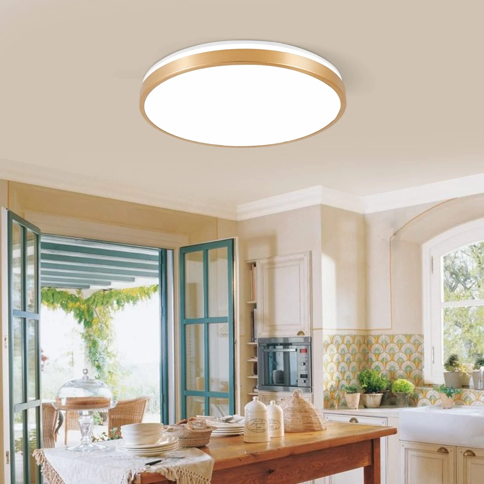 30 cm Bluetooth-owa lampa sufitowa z pilotem zdalnego sterowania, 24 W, złocisto-szampana lampa sufitowa, możliwość ściemniania i zmiany kolorów światła z głośnikiem, nadaje się do pokoju