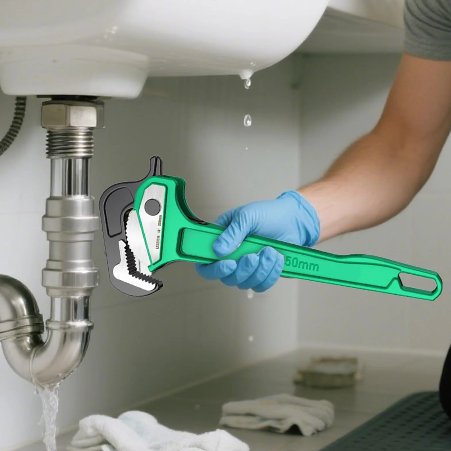 Klucz Rurowy dla Hydraulików Wytrzymałe Obejmy Do Armatury | Wielofunkcyjne Narzędzie Klucza Do Rur Do Domowych Odpływów Prysznicu Wanny Toalety Zaworu Pompy I Węża