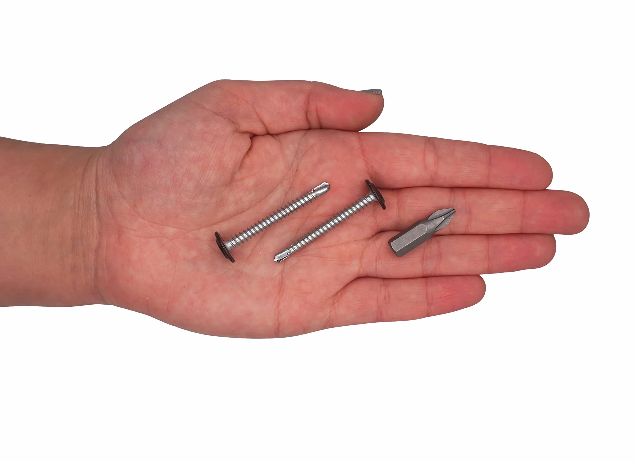 SKIR'CO (150 szt.) Malowane wkręty samowiercące 4,2 x 40 mm, wkręt do blachy, z łbem grzybkowym modyfikowanym PH (czekoladowy brąz RAL 8017)