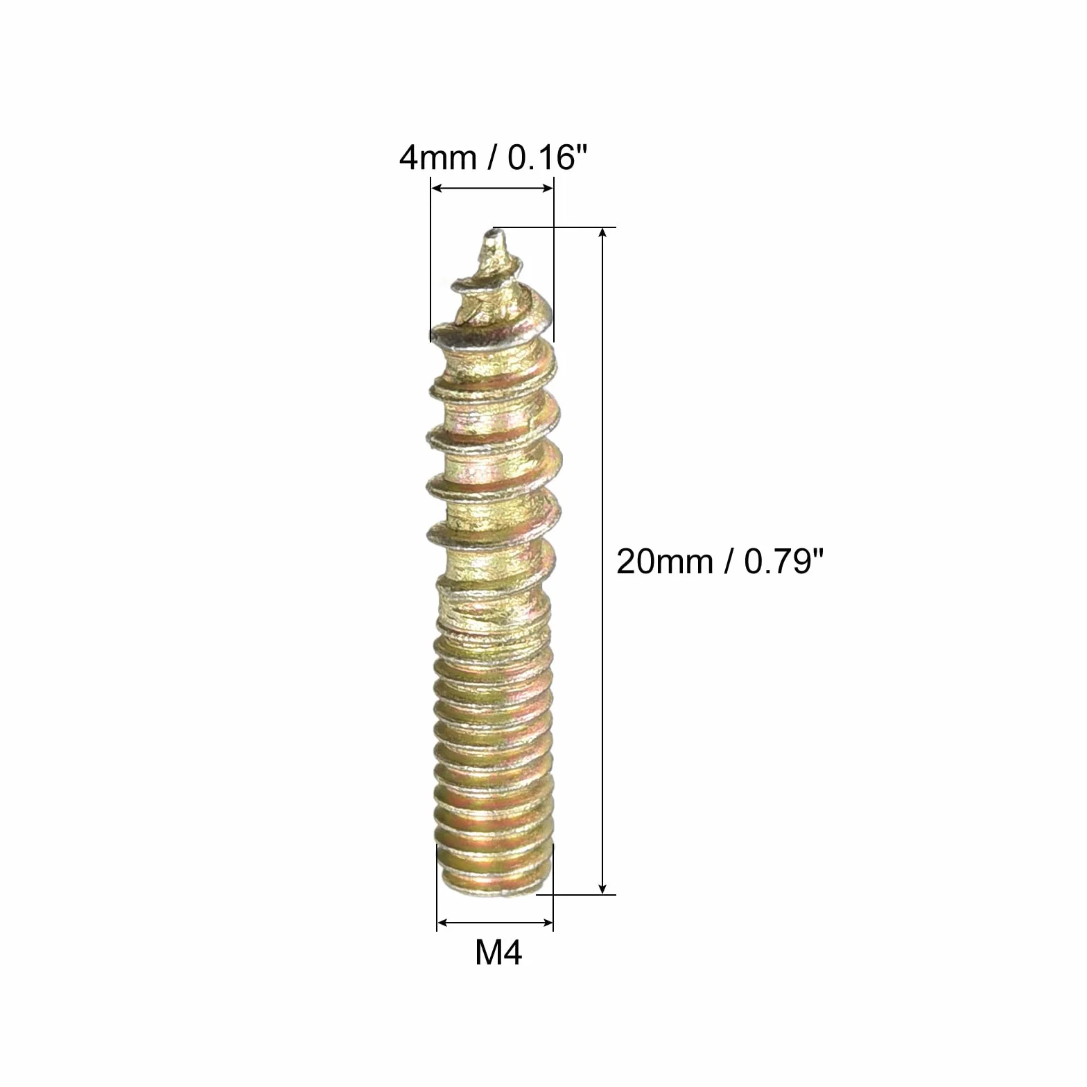 sourcing map 24 śruby trzpieniowe M4 x 20 mm, dwustronne śruby gwintowane do łączenia mebli drewnianych