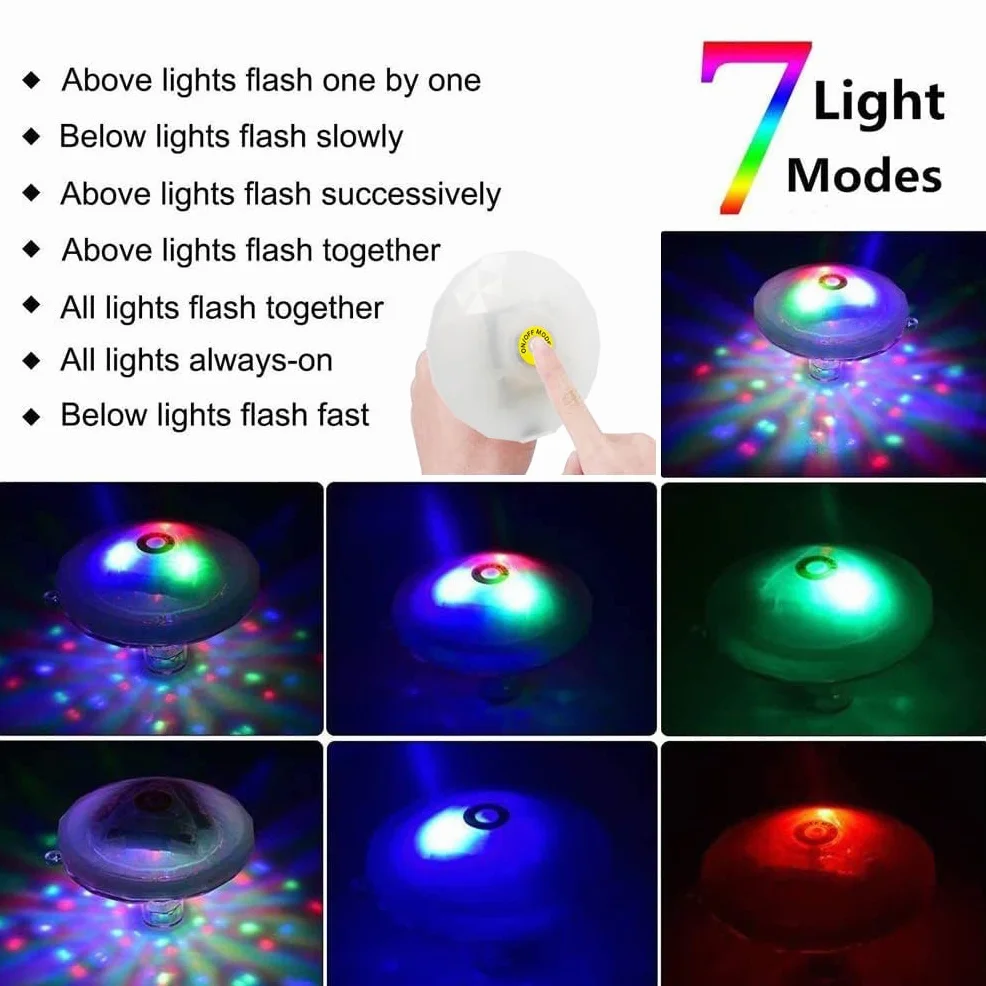 Caxmtu Pływające lampki LED do basenu, wielokrotnie ładowalne, 7 trybów