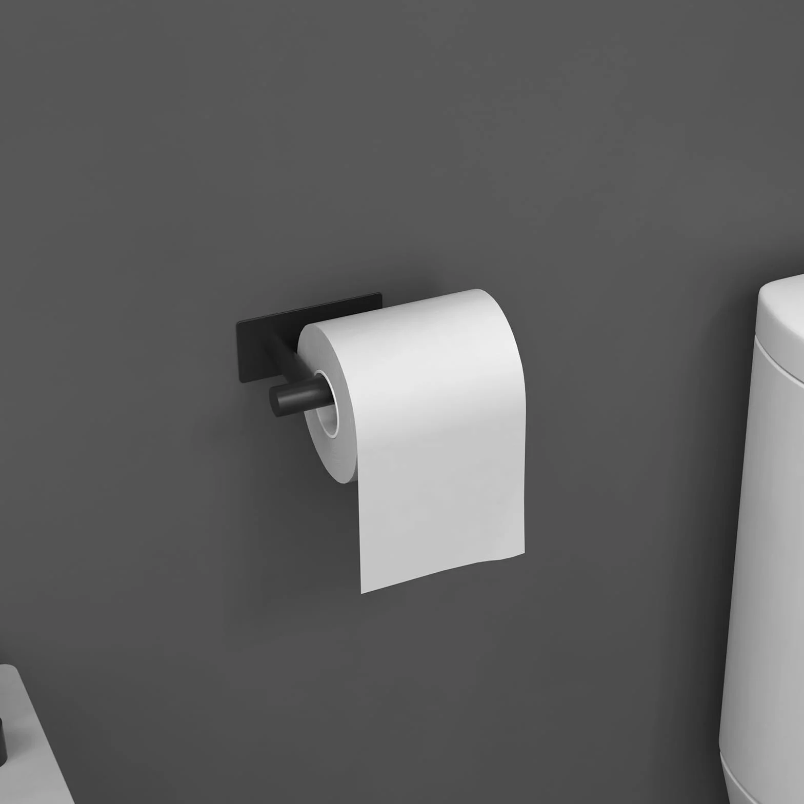 Ibergrif M34452B 5-częściowy zestaw akcesoriów łazienkowych, czarny uchwyt na papier toaletowy, wieszak na ręczniki, haczyk, montowany na ścianie lub samoprzylepny, bez wiercenia