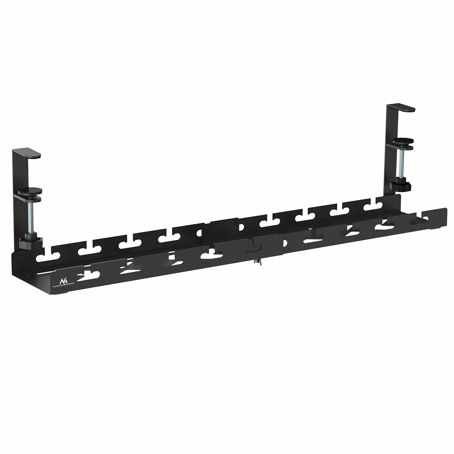 Maclean MC-103 B - Wysuwany organizer kabli od 43 do 72 cm, czarny, mocowanie zaciskowe, obciążenie 5 kg, uchwyt wielogniazdowy, wytrzymała stalowa osłona kabla