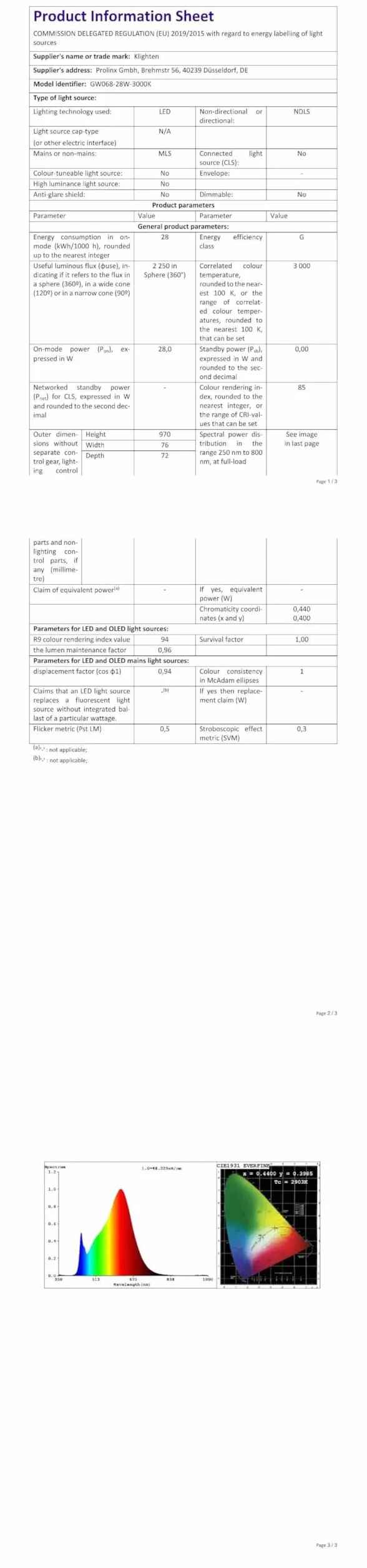 Klighten Kinkiet LED do wnętrz, nowoczesny kinkiet 97 cm/28 W, IP65, ciepła biel 3000 K, czarny