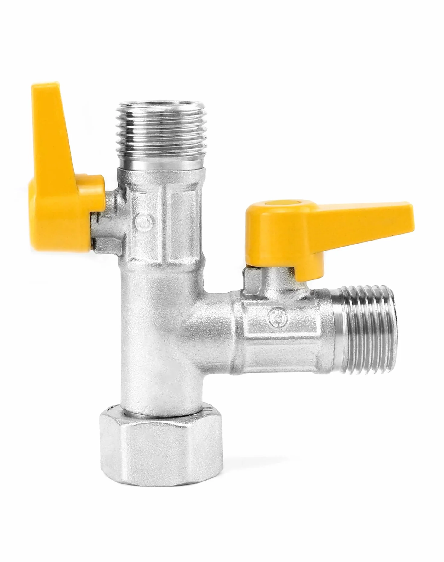 QWORK® 3 drogowy zawór przełączający, zawór adaptera G1/2" T, z zaworem odcinającym, mosiądz, odpowiedni do kuchni, łazienek