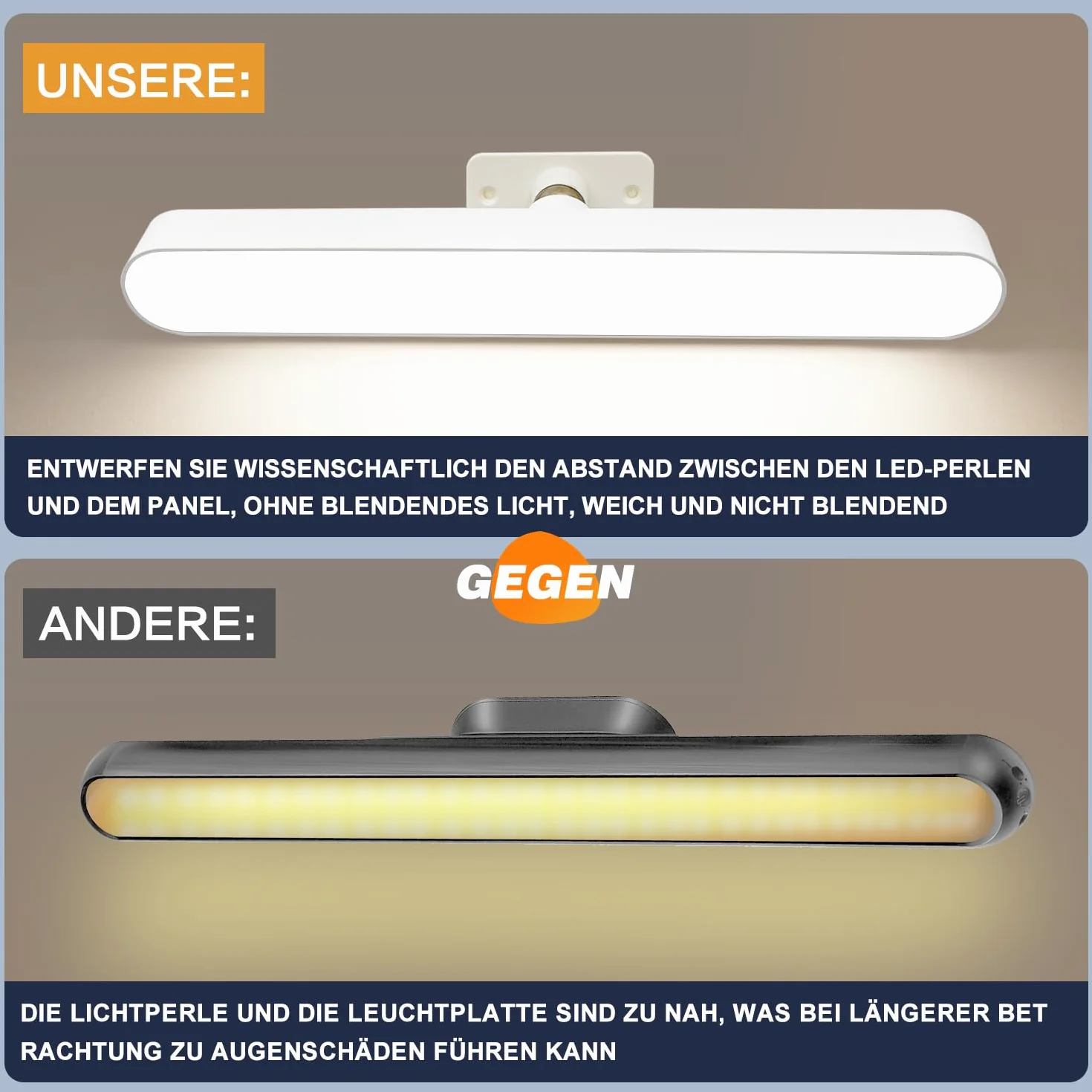Oświetlenie toaletki LED, 4000 mAh, oświetlenie lustra, oświetlenie lustra, bez kabla, zdejmowana lampa obracana o 360°