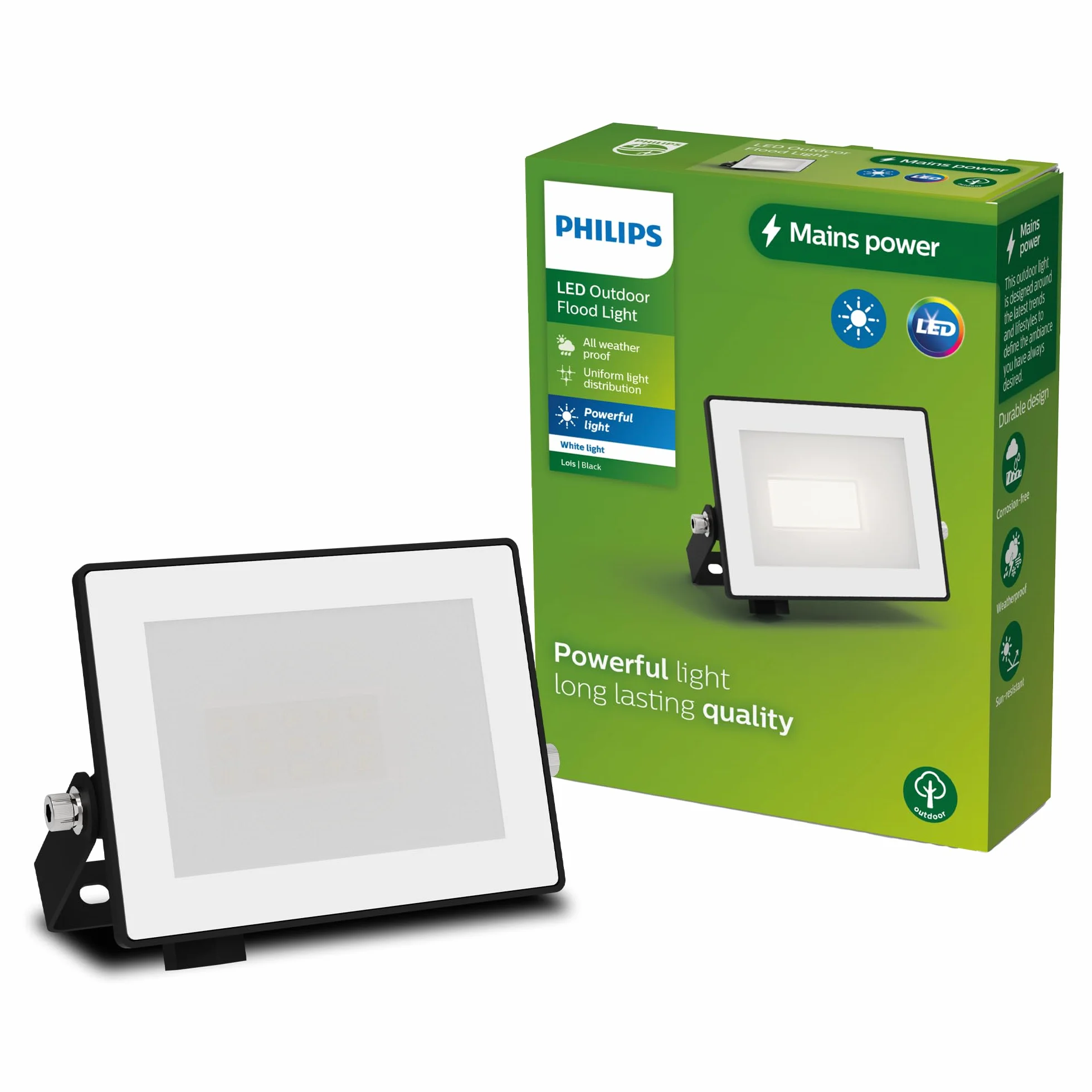 Philips Lois Zewnętrzna Lampa Floodlight, 10 W, 3000 K, Czarna