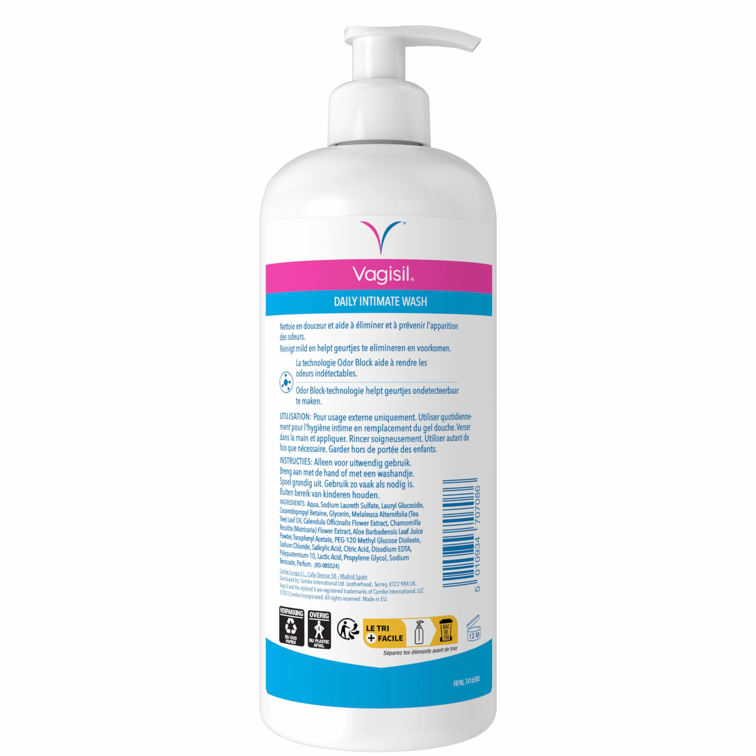 Vagisil Żel blokujący zapach dla kobiet z technologią odor blokową, która pomaga zatrzymać zapach przed rozpoczęciem, do 24 godzin ochrony przed zapachami, 500 ml