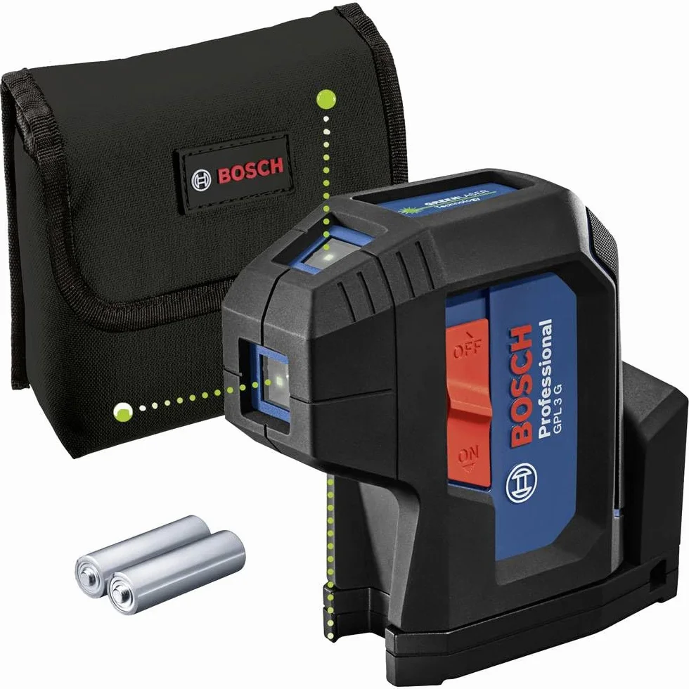 Laser 3-punktowy GPL 3 G Bosch Professional (zielona wiązka, zasięg pracy: do 30 m, pokrowiec)