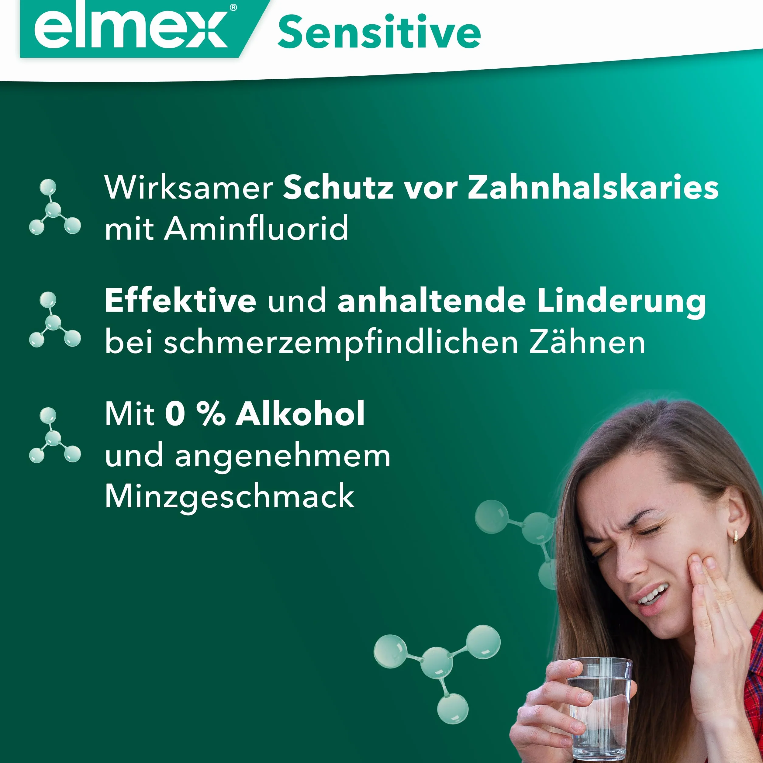 elmex Odżywka do ust Sensitive 400 ml – płyn do płukania jamy ustnej dla dodatkowej ochrony przed wrażliwymi na ból zębami i próchnicą zębów – do codziennego czyszczenia zębów bez alkoholu o smaku