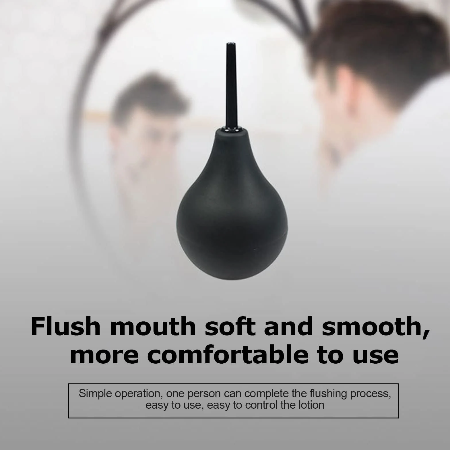 TSHAOUN Bulb Douche dla mężczyzn i kobiet, wielokrotnego użytku, silikonowa cienka dysza, bezpieczna, wygodna, gumowa myjka, zestaw do czyszczenia, 160 ml (czarna), 15,5 x 7 cm