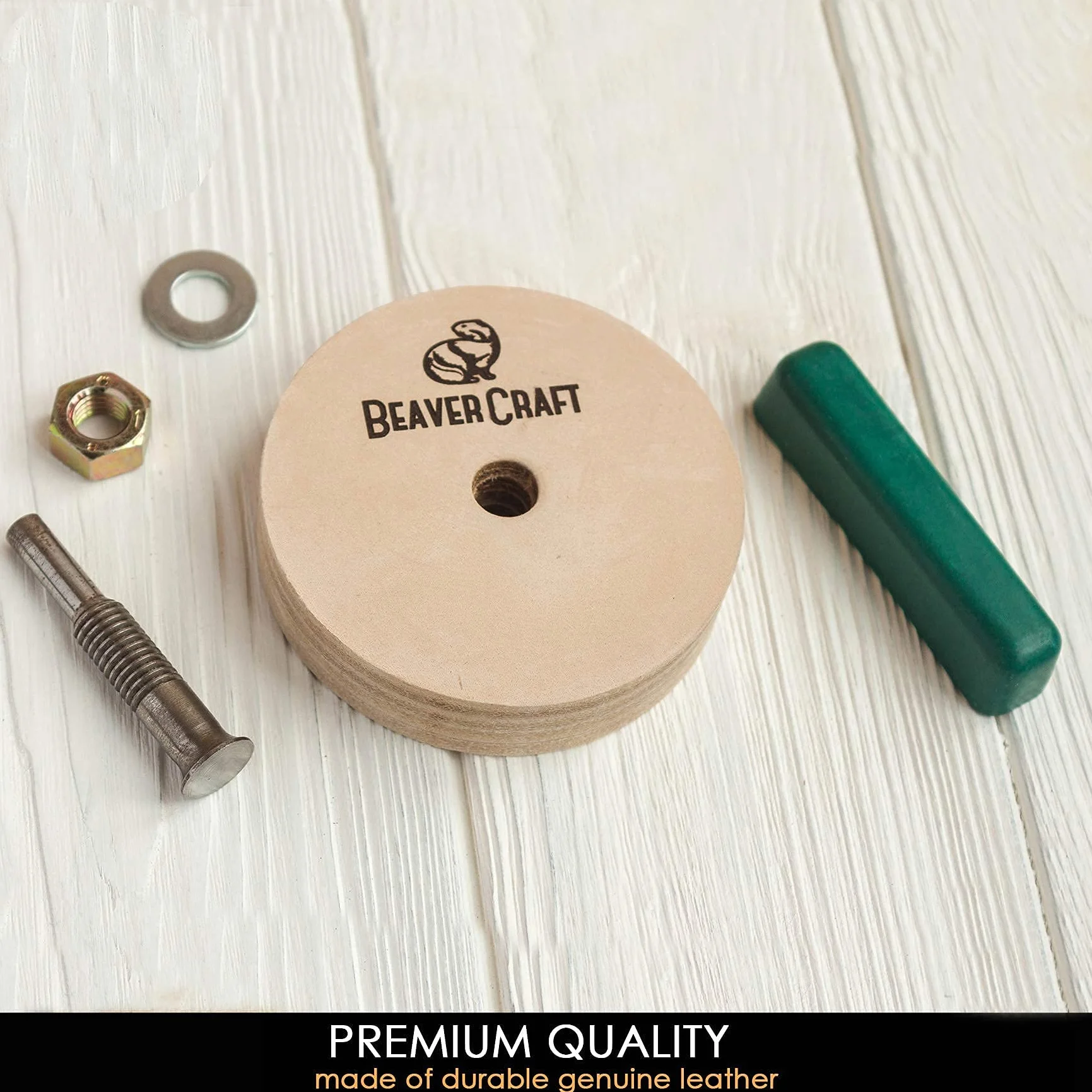 BeaverCraft Tarcza polerska do ostrzenia noży 7 cm PW1 - Tarcza polerska i pasta polerska do noży, dłut, narzędzi do rzeźbienia w drewnie