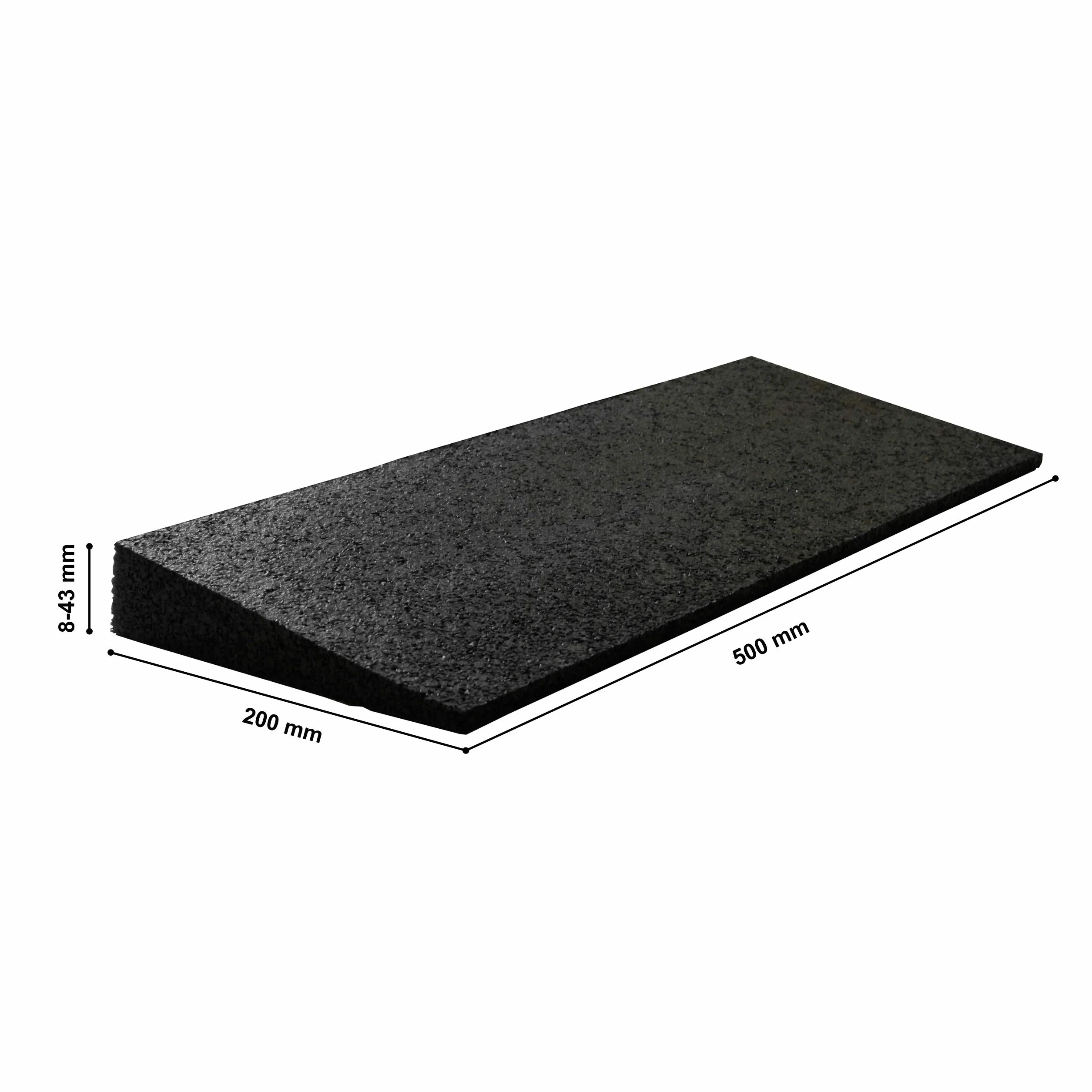 Rampa Do Krawężnika Gumowa 500 x 200 x 43 mm - Zestaw 2 Sztuki Czarny (Klin Do Wózków Inwalidzkich, Najazdowa, Progowa, Samochodowa)