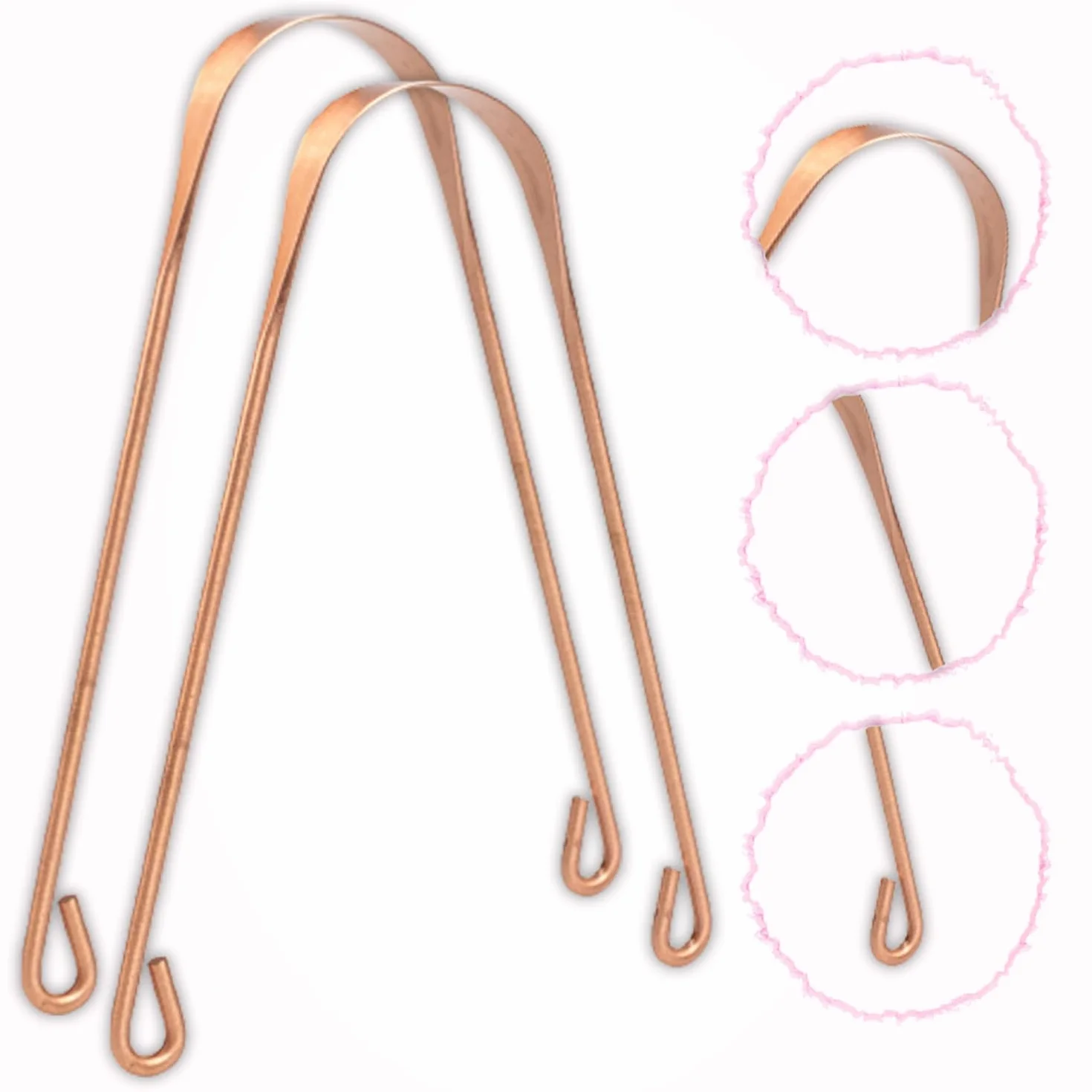 Kajal Środek do czyszczenia języka dla dorosłych. Usuń trwale osłonę. Dziecięcy skrobak do języka, szczotka miedziana dla kobiet. (1 sztuka).