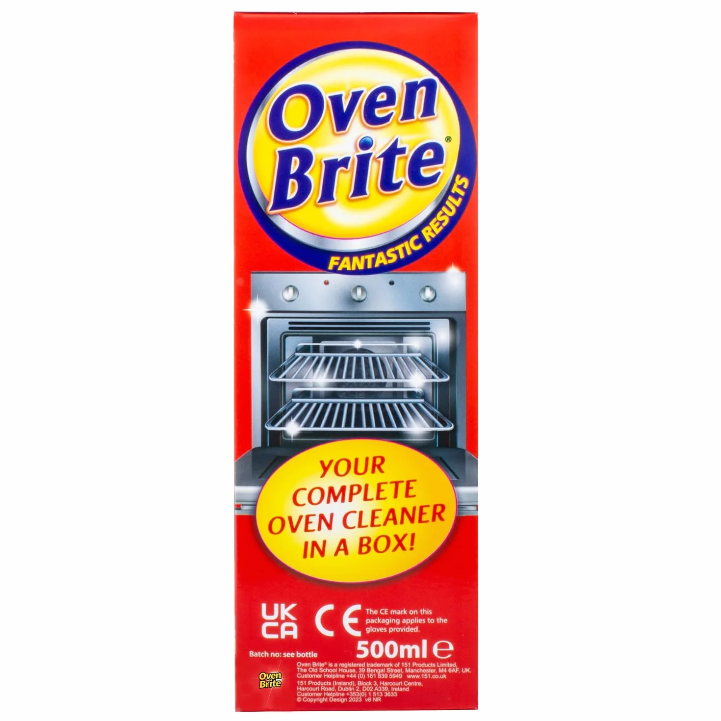 Oven Brite Środek do czyszczenia piekarnika All-in-1 | Czyści wewnątrz piekarnika – przekształca stojaki i grille, mocna, wolna od oparów, łatwa w użyciu formuła (butelka 500 ml, torba i rękawiczki w