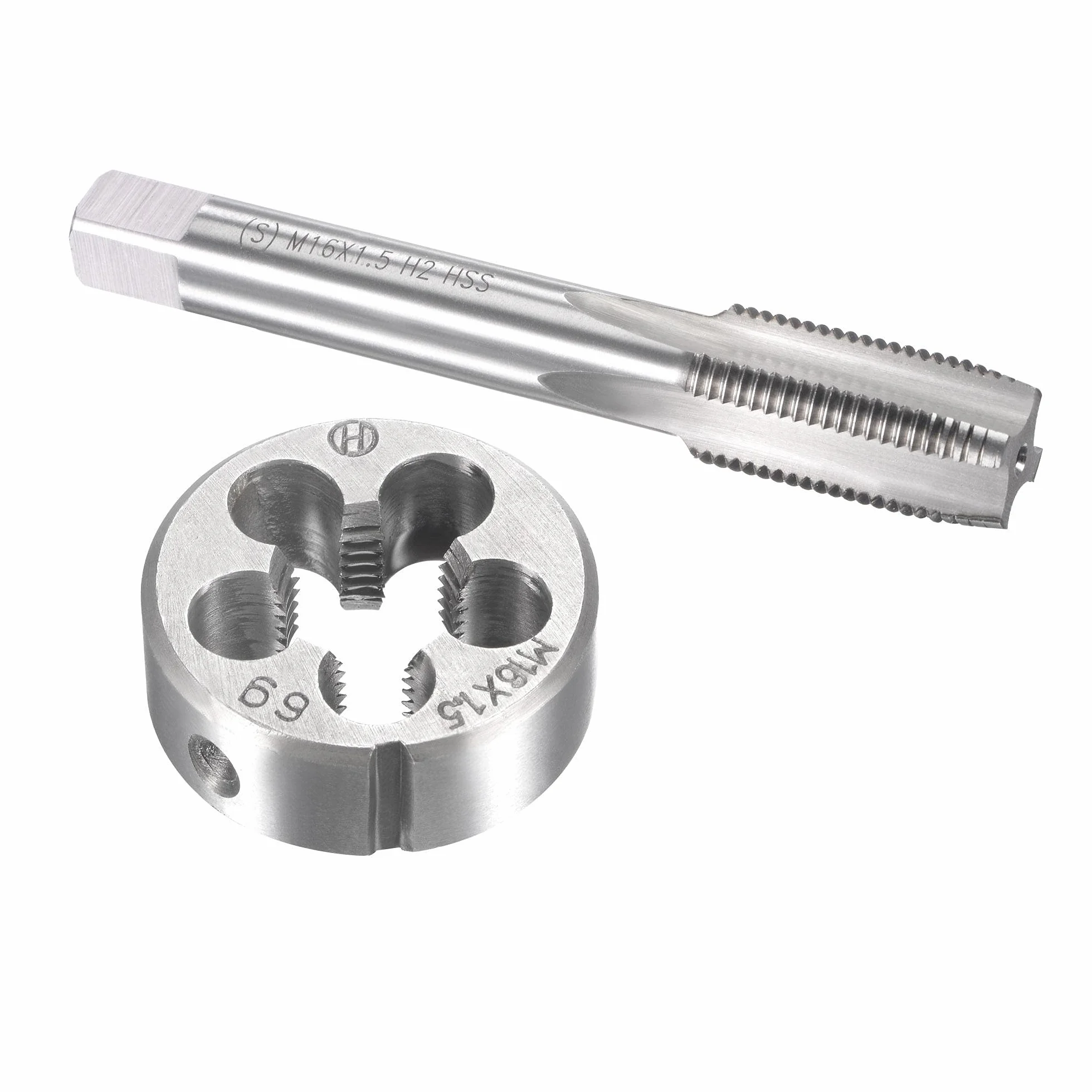 Zestaw gwintowników i narzynek metrycznych M16 x 1,5 mm, gwintownik maszynowy z okrągłą narzynką, zestaw gwintowników i narzynek do naprawy gwintów nakrętek i śrub