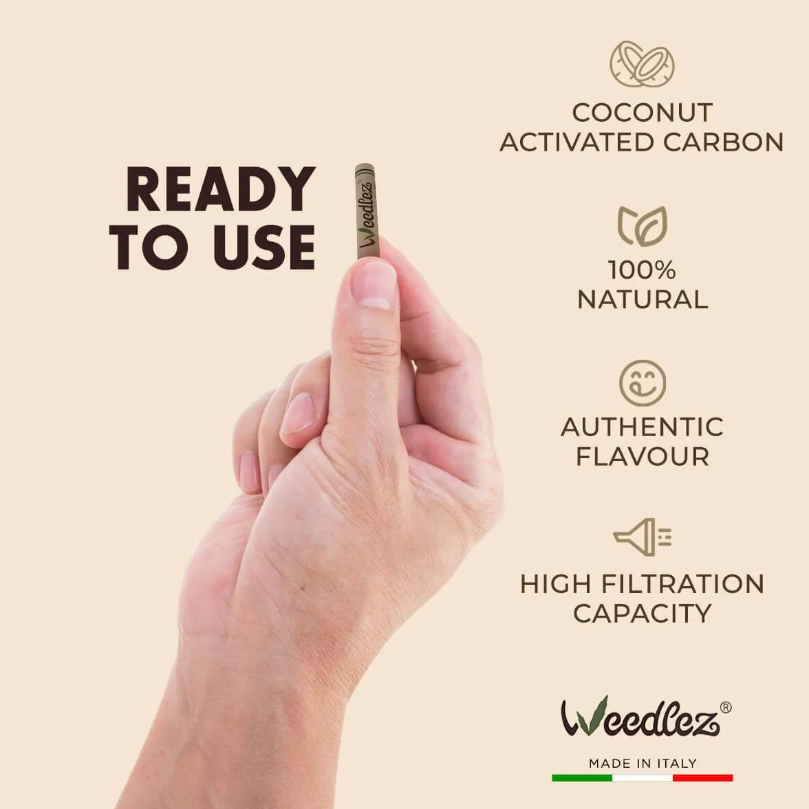 Filtry z węglem aktywnym i celulozą - 6,2 mm - Weed (50) (krem)