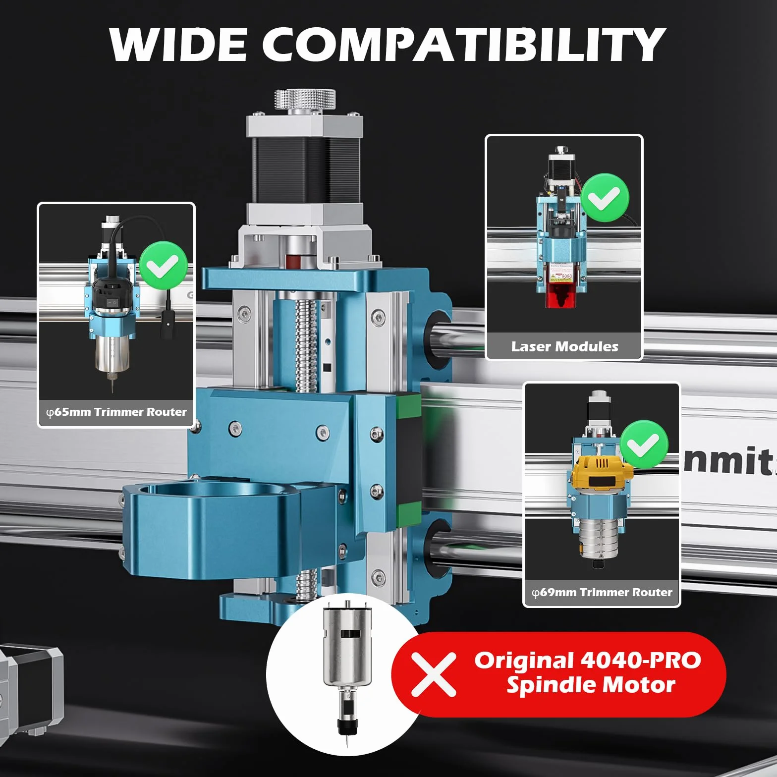 Genmitsu moduł osi CNC XZ, akcesoria do maszyny CNC 4040-PRO, z napędem szynowym liniowym, 3-osiowa maszyna do grawerowania do cięcia i frezowania metalu, drewna i akrylu, sterowanie GRBL