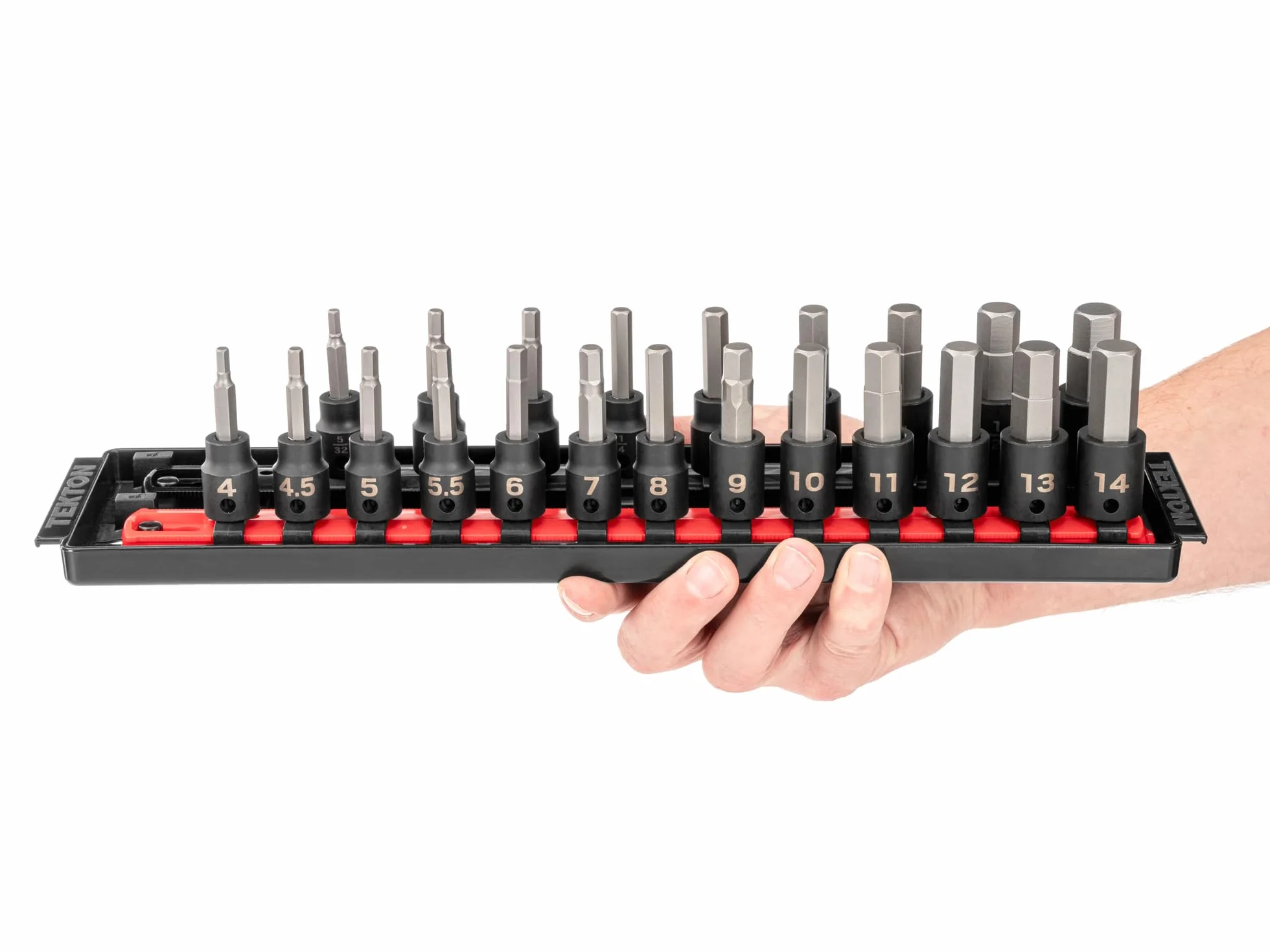 TEKTON Zestaw nasadek udarowych 3/8 cala z szynami, 22-częściowy (5/32-9/40.6 cm, 4-14 mm) | SIB91201