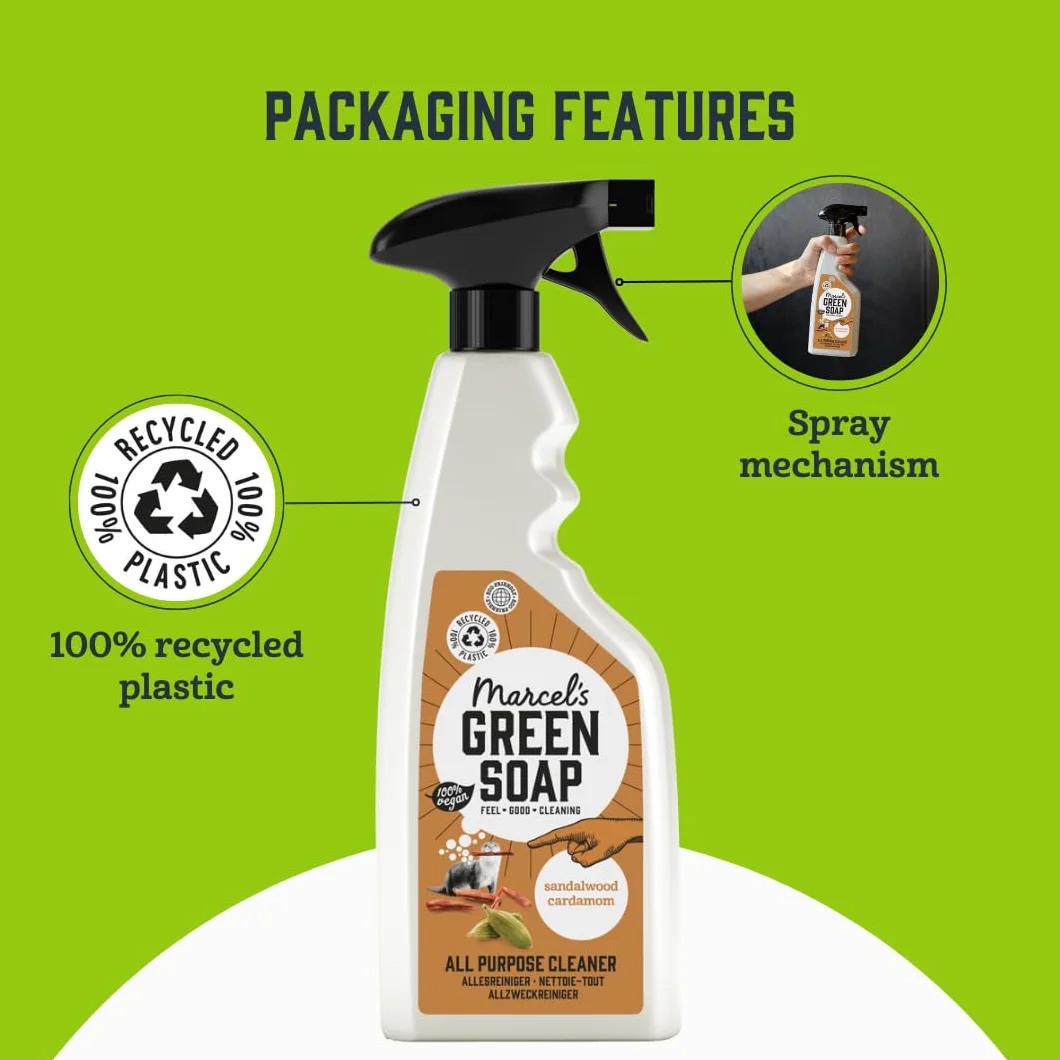 Marcel's Green Soap - Uniwersalny spray z drzewa sandałowego i kardamonu - Spray czyszczący - 100% przyjazny dla środowiska - 100% wegański - 97% biodegradowalny - 500 ml