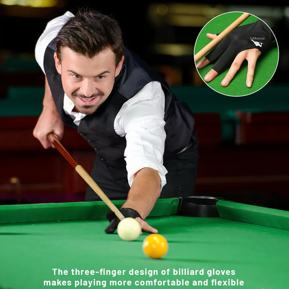 flintronic Rękawice do snookera, biliarda, antypoślizgowe rękawice do bilarda na basen, snooker (na lewą rękę, czarny-nowy)