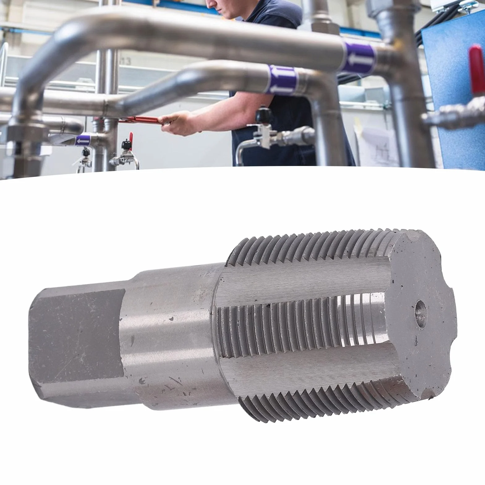 Kran Rurowy 1-1/2 Npt, Gwintownik Rurowy ze Stali Szybkotnącej, Gwintownik Stożkowy Npt ze Schowkiem,dla Hydraulików Mechaników Majsterkowiczów Maszyny Dokładne Prace Hydrauliczne