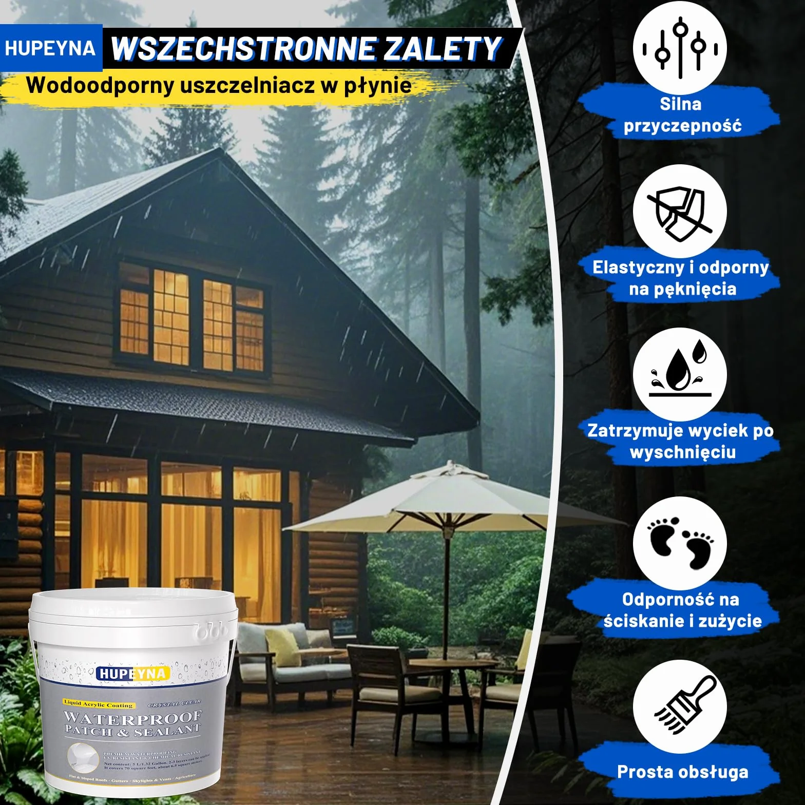 Niewidoczny wodoodporny środek, Hupeyna Wodoodporny uszczelniacz, wodoodporny klej, przezroczysty wodoodporny środek powlekający, przezroczysty wodoodporny klej do wnętrz i na zewnątrz 5KG