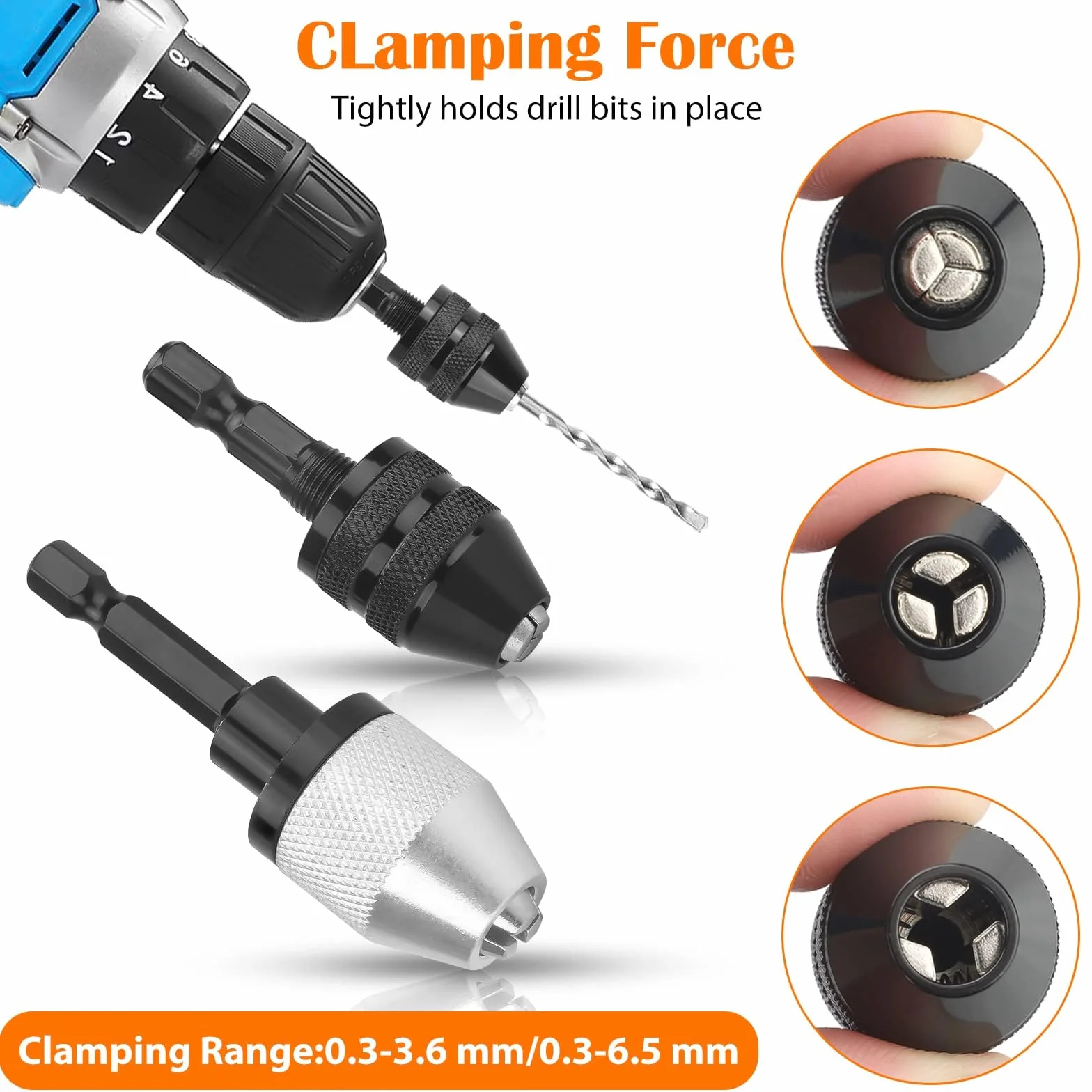 EEEKit Bezkluczowe Narzdzie do Konwersji Uchwytu Wiertarskiego, 1/4 Cala Szecioktny Adapter Konwerter Szybkiej Wymiany 0,3-6,5mm i 0,3-3,6mm