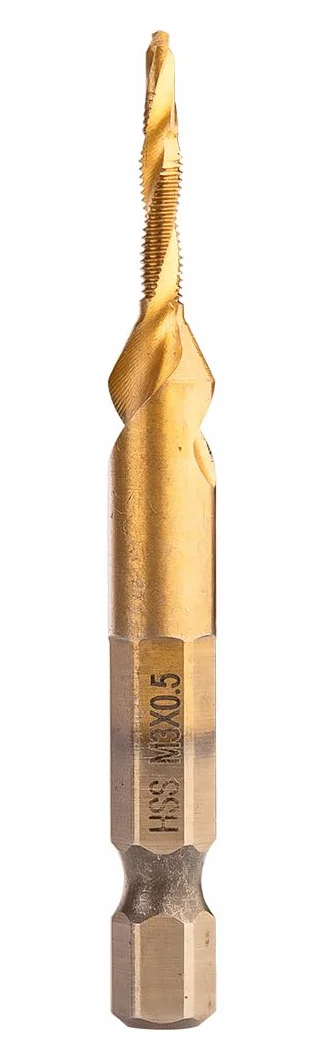NEO TOOLS Gwintownik HSS powłoka TiN HEX 1/4" dla profesjonalistów i majsterkowiczów Maksymalna prędkość obrotowa: 1000 obr./min, jednoczesne wiercenie i gwintowanie