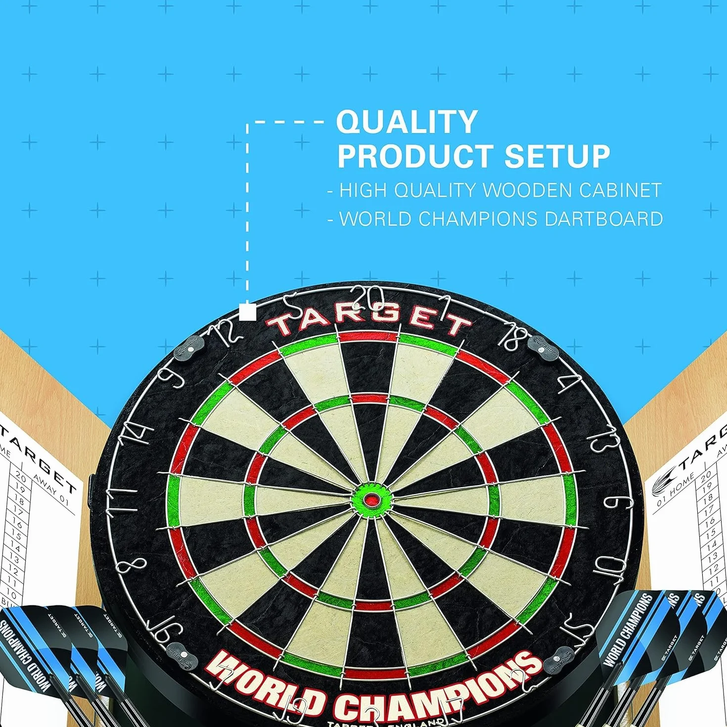 Target Darts Tarcza do darta na mistrzostwach świata w jednym domowym gabinecie z dwoma zestawami rzutek, jasnobrązowa, standardowa