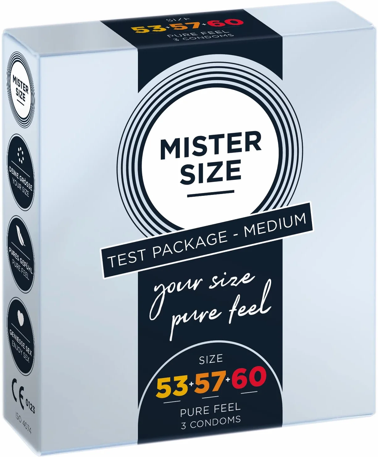 MISTER SIZE Prezerwatywy Ultra Cienkie Nawilżane Naturalny Lateks 3 szt. Zestaw próbny