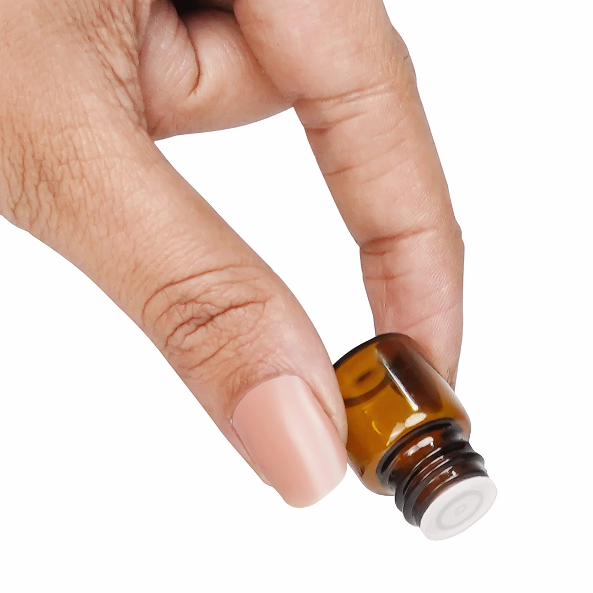 BELLE VOUS 50 sztuk butelek na próbki olejków eterycznych, 1 ml, butelki ze szkła bursztynowego z wkładkami, do wielokrotnego napełniania, z czarnymi zakrętkami i zakraplaczami, do olejów, zapachów