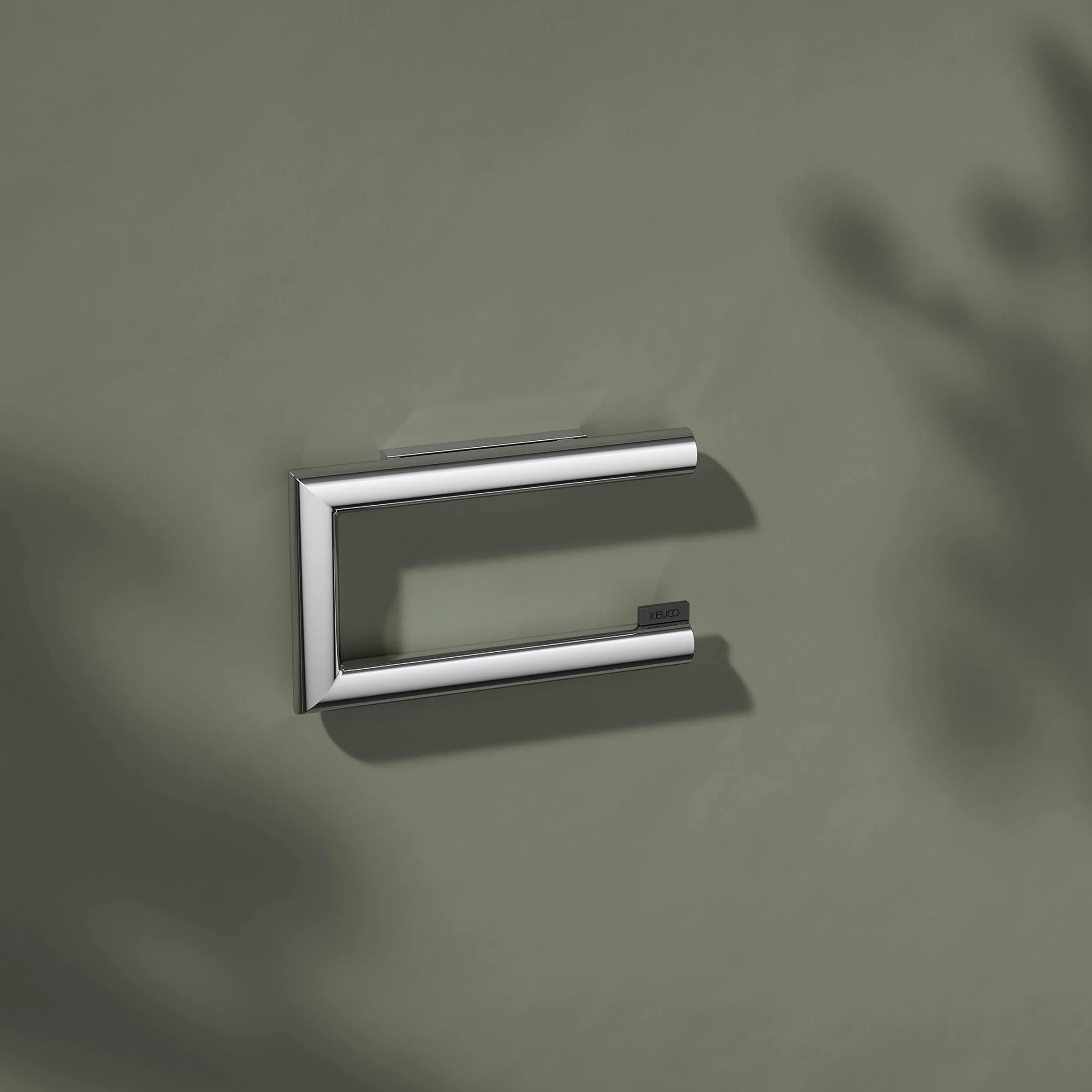 KEUCO REVA Uchwyt na papier toaletowy, kształt otwarty, metal chromowany, Made in Germany, obrotowy, ze śrubami i kołkami, uchwyt na papier toaletowy do wiercenia
