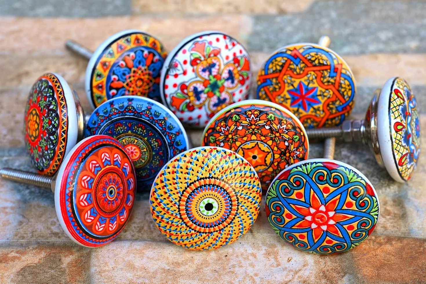 Xfer ceramiczne guziki vintage wzór kwiatowy 20 sztuk
