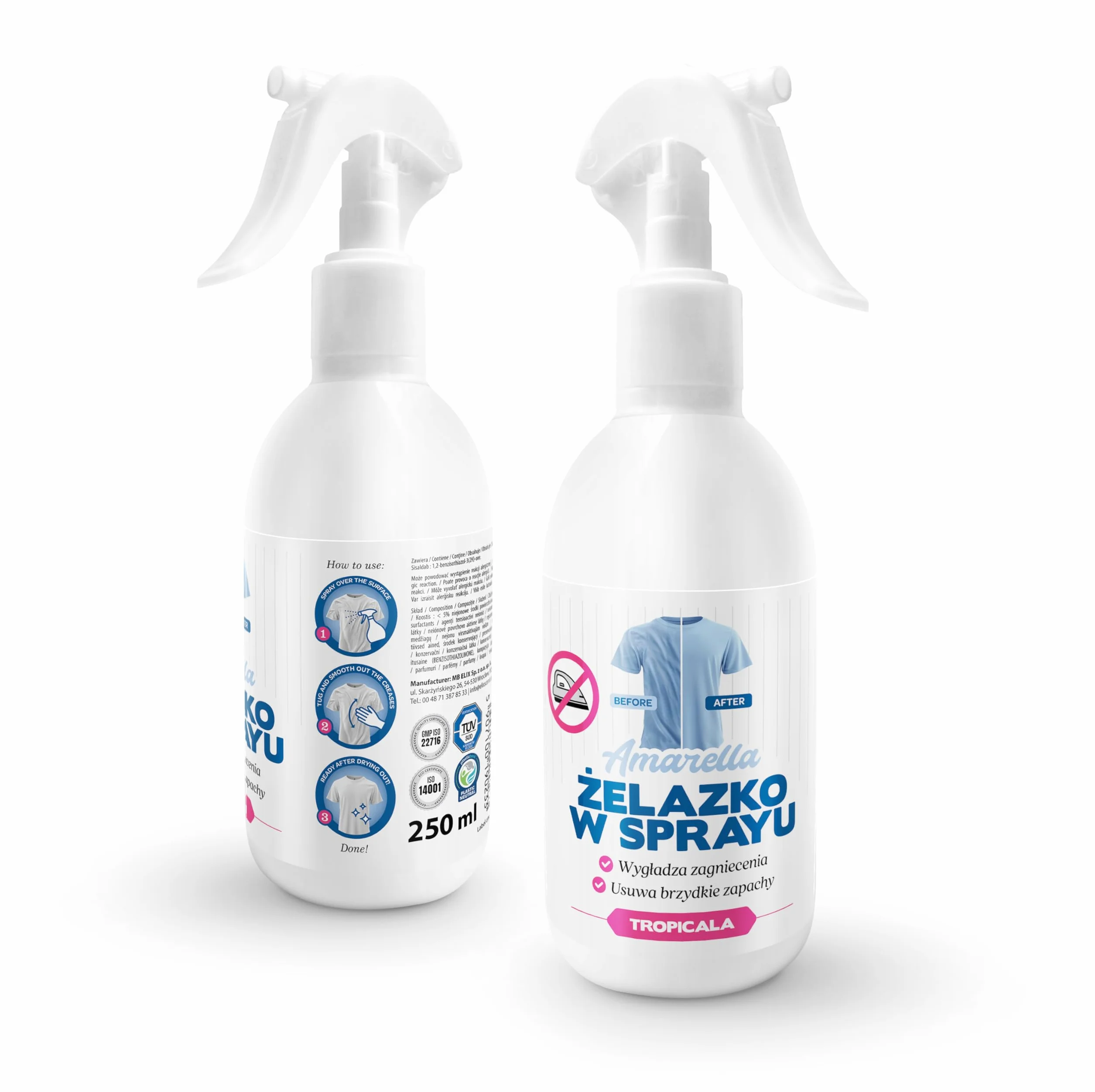 AMARELLA żelazko w sprayu zapach Crease Releaser Tropicala 250 ml wygładza