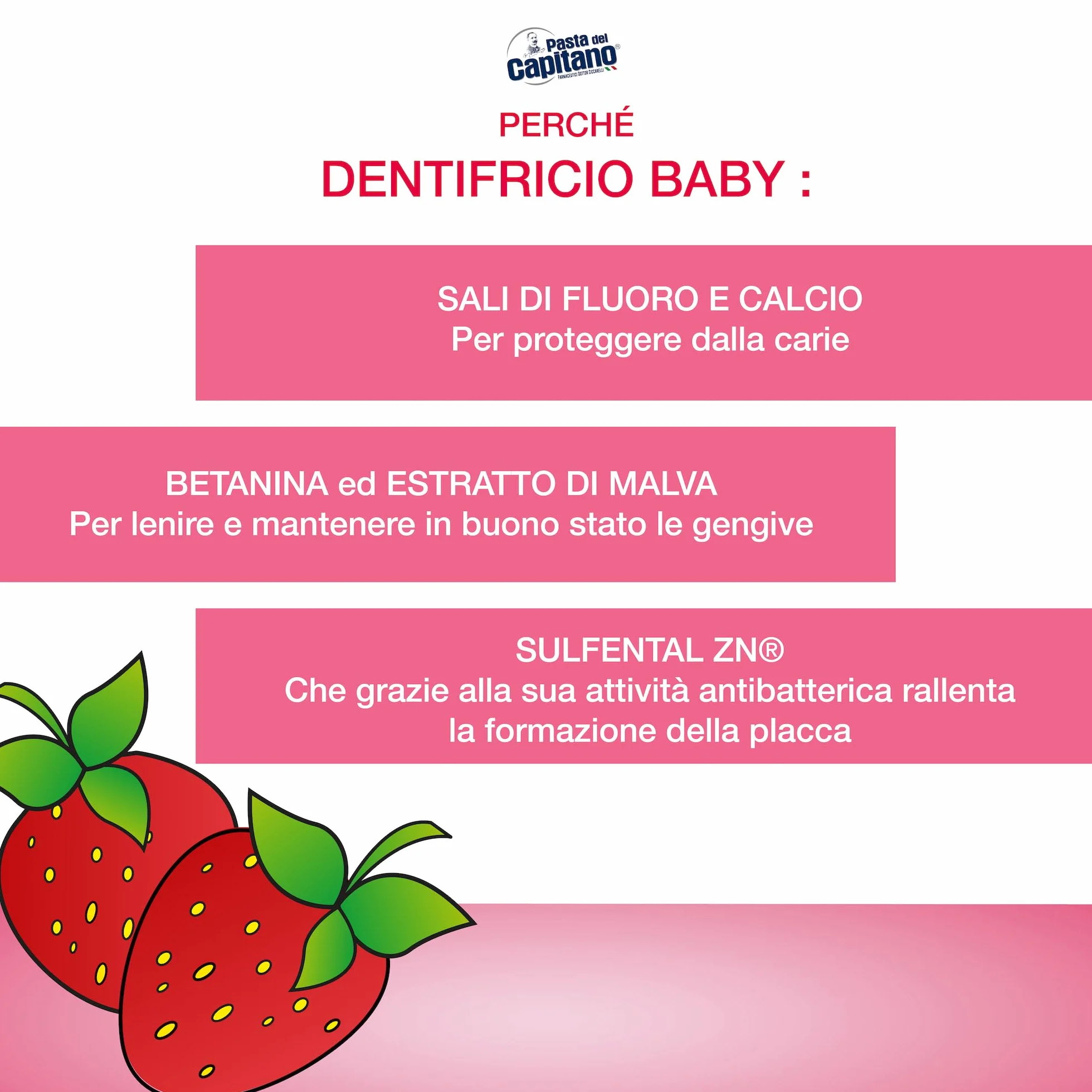 Pasta del Capitano Baby/Junior + 3 lata - truskawka, 75 ml