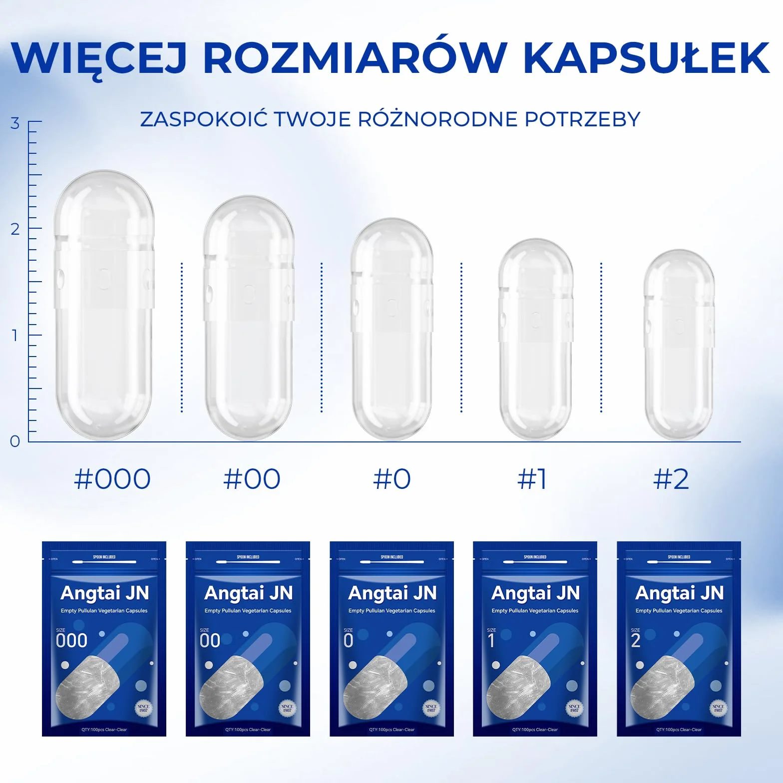 Puste kapsułki wegańskie rozmiar 1 przezroczyste 100 sztuk