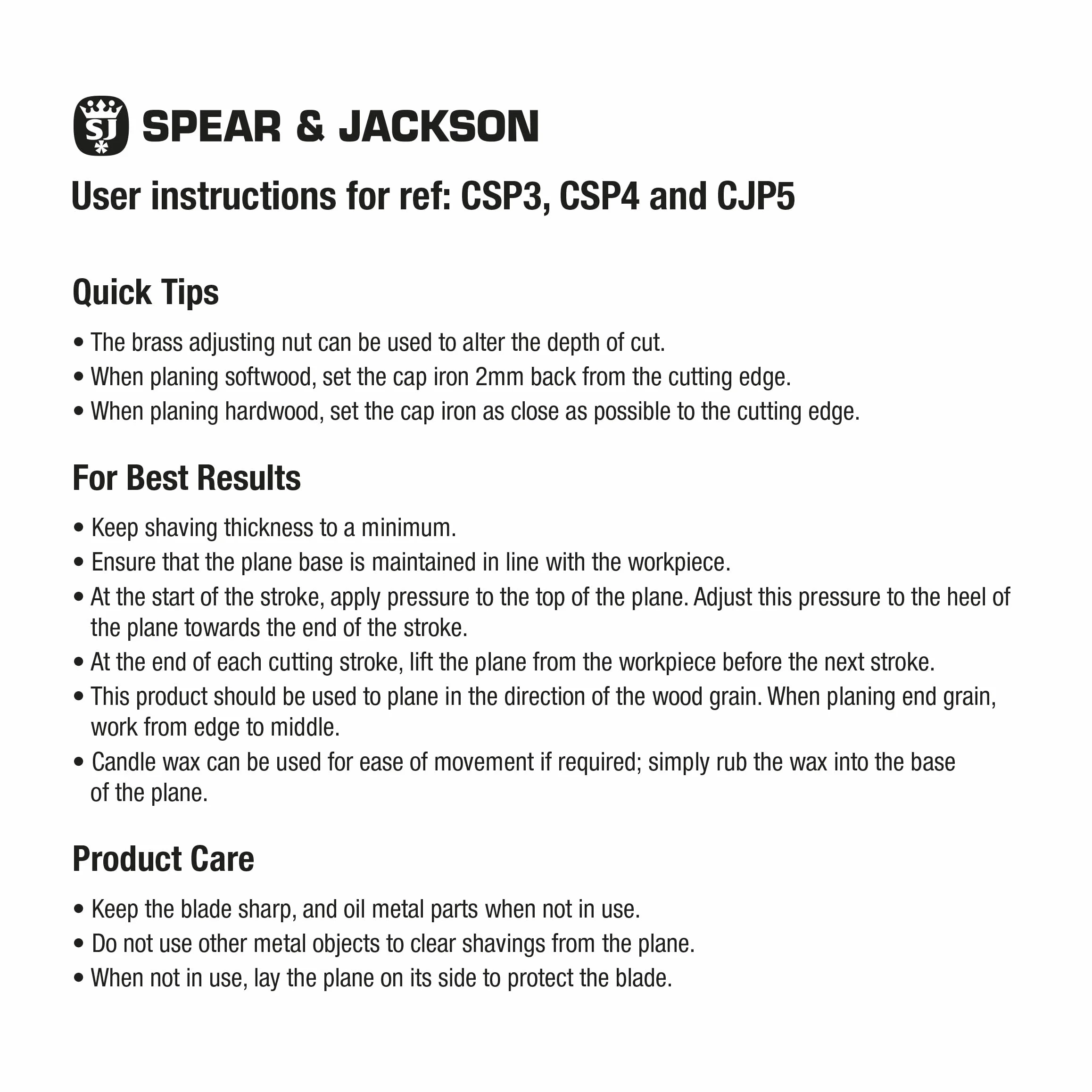 Spear & Jackson CJP5 Carpenters Nr 5 Jack Strug